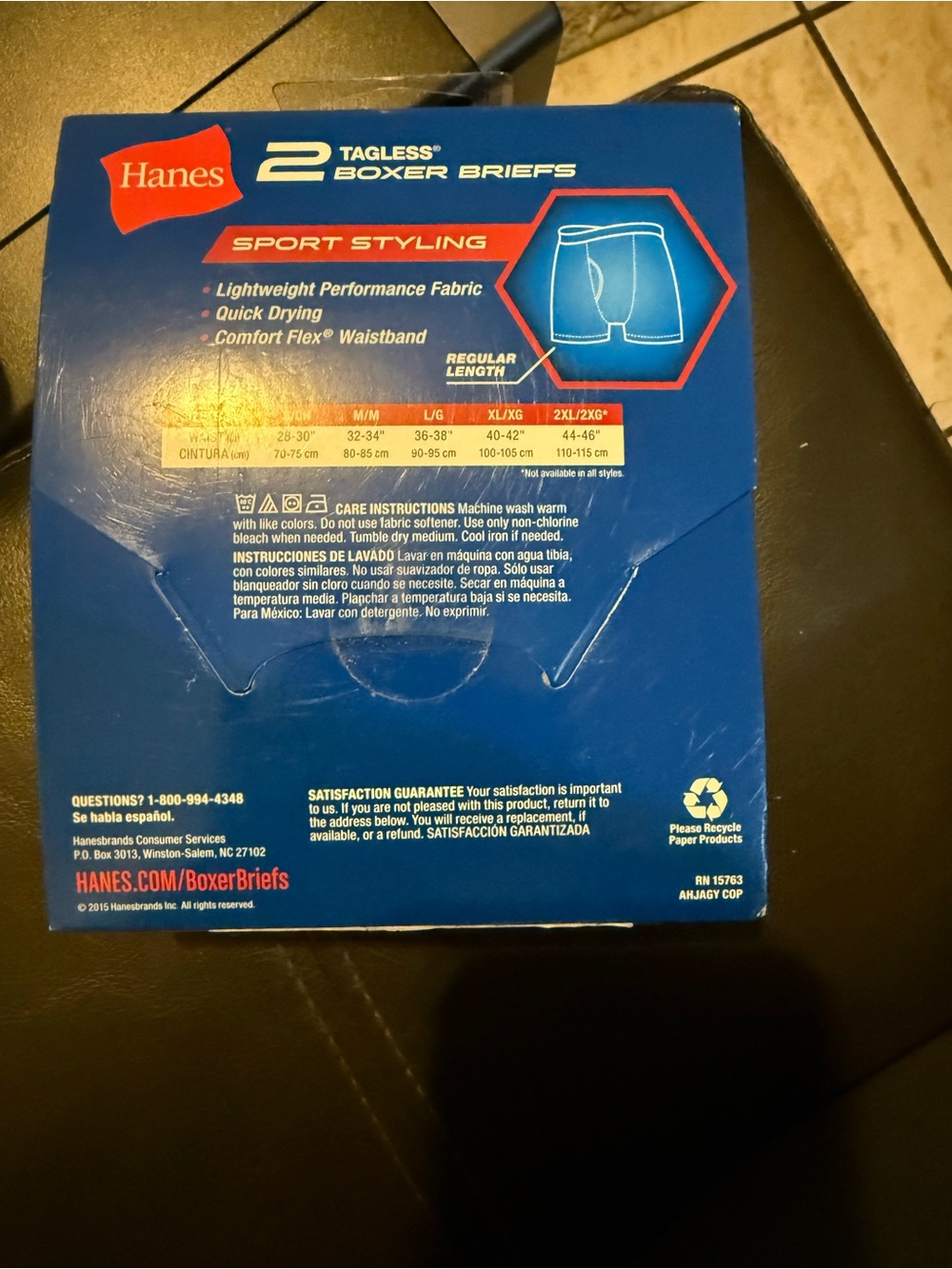 Hanes Tagless Boxer Briefs - Blue (2 Pack)